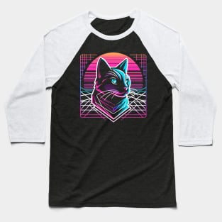 Synthwave cat Baseball T-Shirt